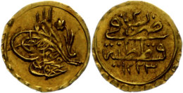 1/4 Zeri Mahbub, (0,64g), 1808-1839, (1223/2 AH), Mohammed II., KM 605, Ss.  Ss1 / 4 Zeri Mahbub, (0, 64g),... - Turquia