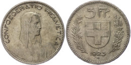 5 Franken, 1923, HMZ 2-1199c, Kl. Rf., Vz.  Vz5 Franc, 1923, HMZ 2-1199c, Small Edge Nick, Extremley Fine  Vz - Other & Unclassified