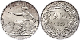 2 Franken, 1850, "Sitzende Helvetia", A, Vz.-st. In Dieser Erhaltung Seltenes Stück.  Vz-st2 Franc, 1850,... - Otros & Sin Clasificación