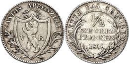 Appenzell, 1/2 Franken, 1809, HMZ 2-30, Ss.  SsAppenzell, + Franc, 1809, HMZ 2-30, Very Fine.  Ss - Other & Unclassified