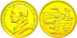 2000 Kronen, Gold, 2001, 100 Jahre Nobelpreis, 10,81g Fein, KM 901, Mit Zertifikat In Ausgabeschatulle, St. ... - Suecia