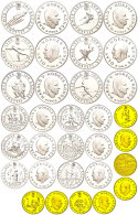 1991/1993, Set Zu 6 X 50 (Silber) Bzw. 6 X 100 (Silber) Und 4 X 1500 Kronen (1/2 Unze Gold), Olympische... - Noorwegen
