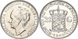 2 1/2 Gulden, 1940, Wilhelmina, Schulman 792, Kl. Rf., Vz+.  2 + Guilder, 1940, Wilhelmina, Schulman 792, Small... - Autres & Non Classés
