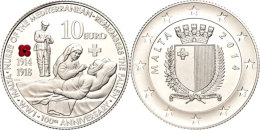 10 Euro, 2014, 100 Jahre I. Weltkrieg, Mit Zertifikat In Ausgabeschatulle, Fingerabdruck, PP.  PP10 Euro, 2014,... - Malta