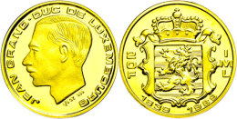 20 Francs, Gold, 1989, Jean, 150 Jahre Unabhängigkeit, Fb. 12, In Kapsel, PP  PP20 Franc, Gold, 1989,... - Luxembourg