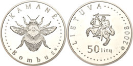 50 Litu, 2008, Baltische Hummel, KM 159, Schön 90, Im Papieretui Mit Kapsel Und Zertifikat, Angelaufen, PP. ... - Lituanie