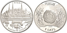 1 Lats, 2011, Hansestädte In Lettland - Riga, KM 122, Schön 121, Im Etui Mit Kapsel Und Zertifikat,... - Letonia