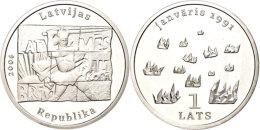 1 Lats, 2006, 15 Jahre Unabhängigkeit Lettlands, KM 78, Schön 77, Im Etui Mit Kapsel Und Zertifikat,... - Latvia