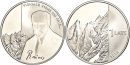 1 Lats, 2005, Janis Plieksans, KM 68, Schön 74, Im Etui Mit Kapsel Und Zertifikat, Auflage Nur 5.000... - Letonia