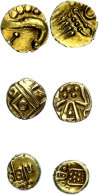 3 X Gold - Fanam, O. J., Negapatnam (0,35g) 1662, Cochin (0,25g) 1688-18 Jh. Und Tuticorin (0,35g) 1789, Fb. 1504,... - Inde