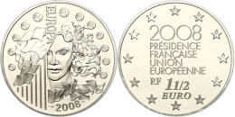 1,5 Euro, 2008, Europäische Währungsunion, KM 1527, Schön 962 Im Etui Mit OVP Und Zertifikat,... - Other & Unclassified