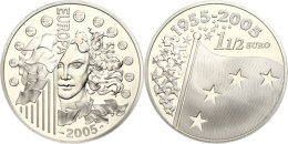 1,5 Euro, 2005, 50 Jahre Europaflagge, KM 1434, Schön 788, Im Etui Mit OVP Und Zertifikat, Auflage Nur 15.000... - Autres & Non Classés