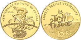 10 Euro, Gold, 2003, 100 Jahre Radrennen "Tour De France", Fb. 769, KM 1326, In Originalschatulle Mit Zertifikat... - Other & Unclassified