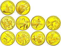 Set Zu 10 X 100 Francs, Gold, 1992, Winterolympiade In Albertville, Insgesamt 156,40g Fein, Mit Zertifikaten In... - Autres & Non Classés