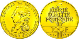 100 Francs, Gold, 1987, La Fayette, Fb. 604, Gadoury 902, Mit Zertifikat In Ausgabeschatulle, St.  St100 Franc,... - Other & Unclassified