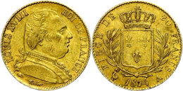 20 Francs, Gold, 1814, Louis XVIII., Mzz A Paris, Fb. 525, Gadoury 1026, Ss.  Ss20 Franc, Gold, 1814, Louis... - Other & Unclassified