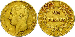 20 Francs, Gold, 1806, Napoleon I., Mzz A Paris, Fb. 487 A, Gadoury 1023, Berieben, Ss.  Ss20 Franc, Gold,... - Other & Unclassified