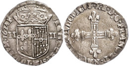 1/4 Écu De Navarre (9,53g), 1624, Louis XIII., Dunkle Patina, Ss.  Ss1 / 4 Écu De Navarre (9,... - Other & Unclassified