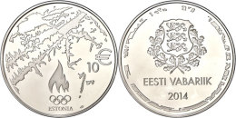 10 Euro, 2014, XXII. Olympische Spiele In Sochi, Im Etui Mit Kapsel Und Zertifikat, Auflage Nur 7.500 Stück,... - Estonie