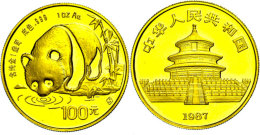 100 Yuan, Gold, 1987, S, Panda, KM 166.1, St.  St100 Yuan, Gold, 1987, S, Panda, KM 166. 1, St.  St - Chine