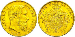 20 Francs, Gold, 1882, Leopold II., Fb. 412, Ss-vz.  Ss-vz20 Franc, Gold, 1882, Leopold II., Fb. 412, Very Fine... - Otros & Sin Clasificación