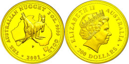 200 Dollars, Gold, 2001, Känguru, 2 Unzen Gold, Auflage Lt. Schön Nur Max. 300 Stück! Schön... - Other & Unclassified