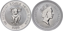 100 Dollars, Platin, 1989, Koala, 1 Oz, KM 111, Schön 105, Im Plastikkästchen, St.  St100 Dollars,... - Other & Unclassified