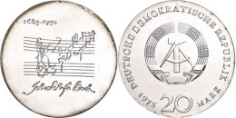 20 Mark, 1975, Bach, Probe, Mit Vertieftem Notenzitat, F. St., Katalog: J. 1555P 20 Mark, 1975, Bach, Proof,... - Other & Unclassified