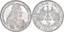 5 Mark, 1955, Markgraf Von Baden, Vz., Katalog: J. 390 Vz5 Mark, 1955, Margrave From Baden, Extremley Fine,... - Other & Unclassified