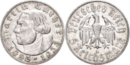 5 Reichsmark, 1933, G, Luther, Kl. Rf., Ss., Katalog: J. 353 Ss5 Reichmark, 1933, G, Luther, Small Edge Nick,... - Otros & Sin Clasificación