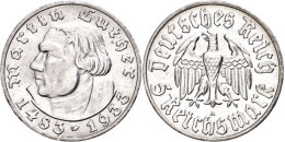 5 Reichsmark, 1933, A, Luther, Kl. Rf., Ss., Katalog: J. 353 Ss5 Reichmark, 1933, A, Luther, Small Edge Nick,... - Otros & Sin Clasificación