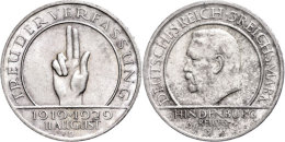 3 Reichsmark, 1929, D, Schwurhand, Vz+., Katalog: J. 340 3 Reichmark, 1929, D, Oath Hand, Extremly Fine .,... - Other & Unclassified