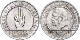 3 Reichsmark, 1929, D, Schwurhand, Vz+., Katalog: J. 340 3 Reichmark, 1929, D, Oath Hand, Extremly Fine .,... - Autres & Non Classés