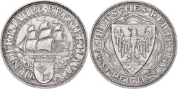 5 Reichsmark, 1927, Bremerhaven, Kl. Rf., Ss-vz., Katalog: J. 326 Ss-vz5 Reichmark, 1927, Bremerhaven, Small... - Other & Unclassified