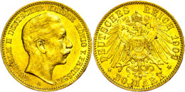 20 Mark, 1902, Wilhelm II., Kl. Rf., Ss., Katalog: J. 252 Ss20 Mark, 1902, Wilhelm II., Small Edge Nick, Very... - Other & Unclassified