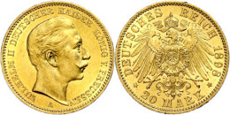 20 Mark, 1898, Wilhelm II., Kleine Randfehler, Vz., Katalog: J. 252 Vz20 Mark, 1898, Wilhelm II., Small Margin... - Autres & Non Classés