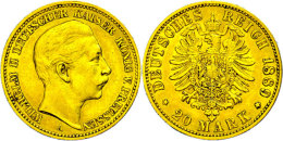 20 Mark, 1889, Wilhelm II., Kl. Rf., Ss., Katalog: J. 250 Ss20 Mark, 1889, Wilhelm II., Small Edge Nick, Very... - Autres & Non Classés