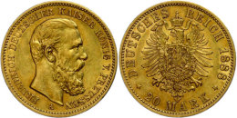 20 Mark, 1888, Friedrich III., Ss-vz., Katalog: J. 248 Ss-vz20 Mark, 1888, Friedrich III., Very Fine To... - Other & Unclassified