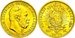 20 Mark, 1873, C, Wilhelm I., Kl. Rf., Vz-st., Katalog: J. 243 Vz-st20 Mark, 1873, C, Wilhelm I., Small Edge... - Autres & Non Classés