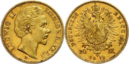 20 Mark, 1873, Ludwig II., Ss., Katalog: J. 194 Ss20 Mark, 1873, Ludwig II., Very Fine., Catalogue: J. 194 Ss - Otros & Sin Clasificación