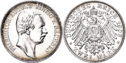 2 Mark, 1906, Friedrich August III., Kl. Rf., Vz-st., Katalog: J. 134 Vz-st2 Mark, 1906, Friedrich August III.,... - Autres & Non Classés