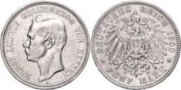 5 Mark, 1900, Ernst Ludwig, Randfehler, Ss., Katalog: J. 73 Ss5 Mark, 1900, Ernst Ludwig, Margin Fault, Very... - Autres & Non Classés