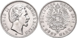 5 Mark, 1876, Ludwig II., Etwas Berieben, Randfehler, Ss-vz., Katalog: J. 42 Ss-vz5 Mark, 1876, Ludwig II., A... - Otros & Sin Clasificación