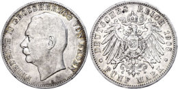 5 Mark, 1908, Friedrich II., Randfehler, Ss., Katalog: J. 40 Ss5 Mark, 1908, Friedrich II., Margin Fault, Very... - Otros & Sin Clasificación