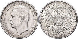 2 Mark, 1913, Friedrich II., Ss-vz, Katalog: J. 38 Ss-vz2 Mark, 1913, Friedrich II., Very Fine To Extremly... - Autres & Non Classés