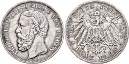 5 Mark, 1893, Friedrich I., Randfehler, Ss., Katalog: J. 29 Ss5 Mark, 1893, Friedrich I., Margin Fault, Very... - Otros & Sin Clasificación