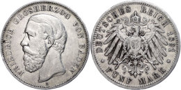 5 Mark, 1891, Friedrich I., Randfehler, Ss., Katalog: J. 29 Ss5 Mark, 1891, Friedrich I., Margin Fault, Very... - Autres & Non Classés