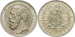 5 Mark, 1875, Friedrich I., Ohne Querstrich In A Von Baden, Kl. Schläge Auf Avers, Randfehler, Ss., Katalog:... - Otros & Sin Clasificación