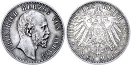 2 Mark, 1896, Friedrich I., Kräftige, Fast Schwarze Patina, Ss-vz., Katalog: J. 20 Ss-vz2 Mark, 1896,... - Otros & Sin Clasificación