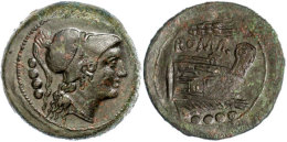 Anonym, Triens (14,47g), Ca. 211-210 V. Chr., Sizilien? Av: Behelmter Minervakopf Nach Rechts, Dahinter Vier... - République (-280 à -27)